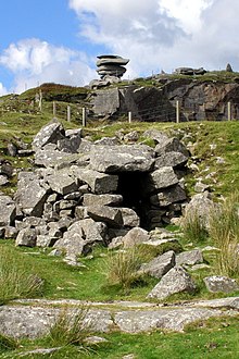 Partial remnant of Daniel Gumb's Cave Daniel Gumb's cave, near Cheesewring Quarry - geograph.org.uk - 525775.jpg