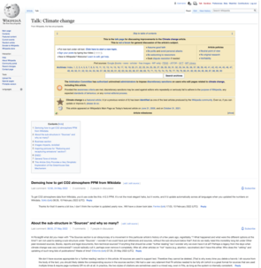 A screenshot showing the design of desktop web talk pages as of 8 July 2022.
