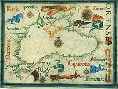 Wallachia, as shown on a wider map of the Black Sea (mid 16th century)