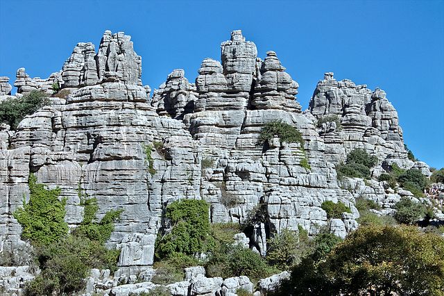 Limestone outcrop in the Torcal de Antequera nature reserve of Málaga, Spain