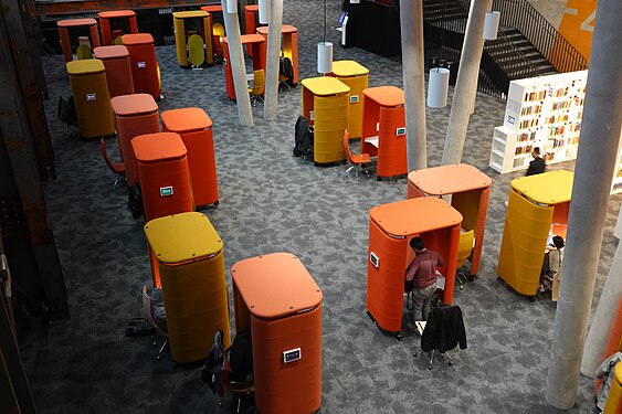 Working booths in the university library Belval, Luxembourg