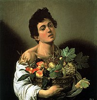 Boy with a Basket of Fruit (painting circa 1593-1594 by Caravaggio) Fanciullo con canestro di frutta (Caravaggio).jpg