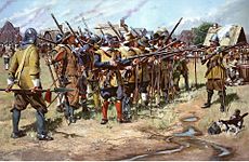 First muster of the Massachusetts Bay Colonial Militia, spring of 1637 First Muster 1637.jpg