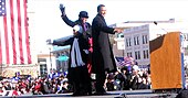 Obama and family in Springfield, Illinois