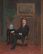 Portret van een heer in burgerlijk interieur