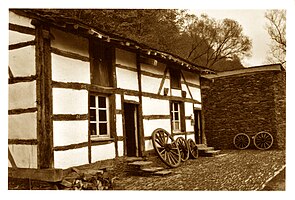 Double thatched cottage of the Semois area - Saint-Hubert, Belgium.