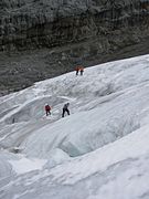 Bergsteiger auf dem Gletscher 2007