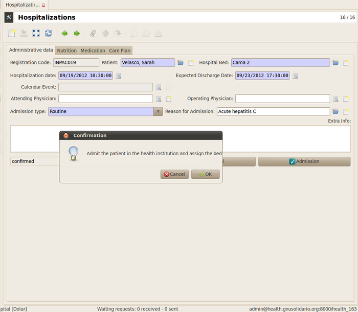 GNU Health - Hospitalization - Form