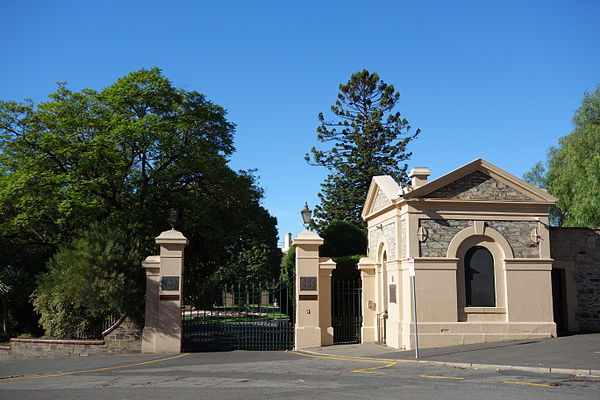 Gates to the main entrance to Government House on North Terrace, Adelaide