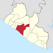 Grand Bassa County highlighted in red. Grand Bassa in Liberia.svg