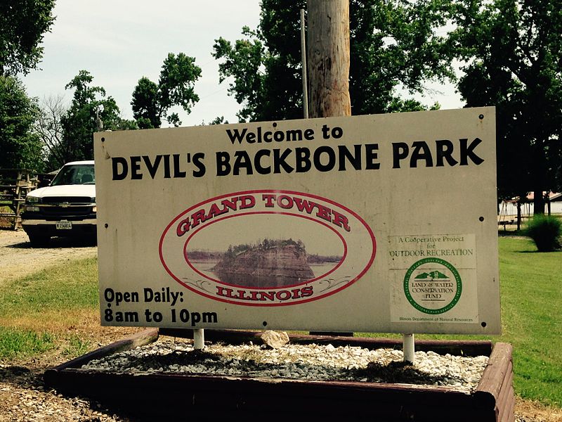 File:Grand Tower, Illinois, Devil's Backbone Park sign.jpg