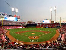 Great American Ball Park, home to the Cincinnati Reds baseball team. Great American Ball Park (31830708645).jpg