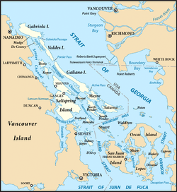 The Southern Gulf Islands, including North and South Pender.
