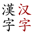 Bal: „kínai írásjegy” hagyományos kínai írásjegyekkel Jobb: „kínai írásjegy” egyszerűsített kínai írásjegyekkel Kiejtés: hànzì (kínai), kanji (japán), hanja (koreai), hán tự (vietnámi)