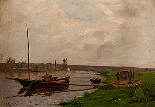 River landscape with a boat