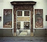 Soo.  Kielmansegg Wall with architectural sculpture, epitaphs and tombs