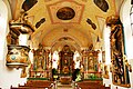 Katholische Pfarrkirche St. Stephan in Hohenbrunn, Landkreis München, Regierungsbezirk Oberbayern, Bayern. Als Baudenkmal in der Bayerischen Denkmalliste unter Aktennummer D-1-84-129-1 aufgeführt. Laut Denkmalliste im Jahr mittelalterlicher Grundlage 1670 barock verändert.