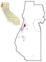 Humboldt County California Incorporated ve Unincorporated alanları Arcata Highlighted.svg