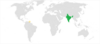 Location map for India and Trinidad and Tobago.