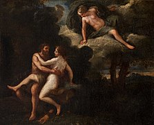 Jupiter and Io, espied by Juno by Andrea Sacchi and Pier Francesco Mola (1600 - 1699) at Kedleston Hall, Derbyshire (Accredited Museum)