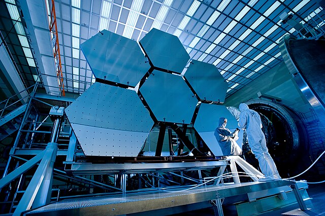 This is a picture of the James Webb Space Telescope.