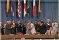 Jimmy Carter and Omar Torrijos at the signing of the Panama Canal Treaty. - NARA - 179926.tif