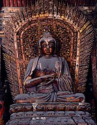 Jin Dynasty (1115–1234) statue of Ratnasambhava in Shanhua Temple in Datong, Shanxi, China