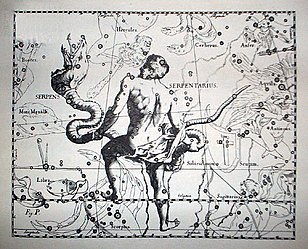 Slaang an Slaangdreeger Uun Uranographia faan Johannes Hevelius 1690.