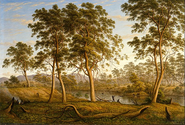 Natives on the Ouse River, Van Diemen's Land by John Glover, 1838.