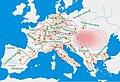 Principales expéditions magyares au Xe siècle en Europe