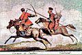 Hai người Tatar cưỡi ngựa.