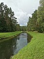 Infrastruktura hydrotechniczna na Słupi. Kanał derywacyjny prowadzający wodę od syfonu w Niepoględziu do zamku wodnego w Gałąźni Małej.