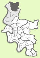 Posición de Angermund en el mapa de Düsseldorf