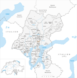 Harta e komunës Savosa në distriktin Lugano