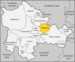 Elhelyezkedése Baden-Württemberg térképén