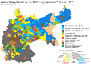 Karte der Reichstagswahlen 1907