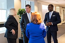 L-R: TN State Senator Becky Duncan Massey, U.S. Sec. of Labor Marty Walsh, CO Lt. Gov. Dianne Primavera, and Stoney at a 2022 meeting for the Mental Health Matters Taskforce L-22-11-18-A-011 (52507749917).jpg