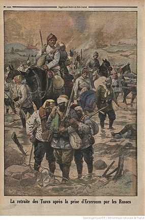 Le Petit Journal: Ústup Osmanů po pádu pevnosti Erzurum