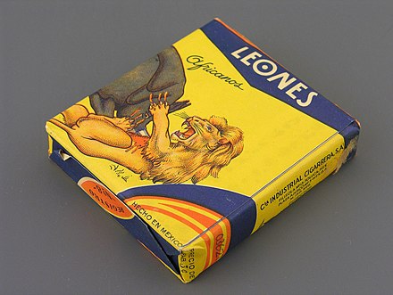 Leones Africanos brand cigarettes from the mid-20th century, part of the permanent collection of the Museo del Objeto del Objeto