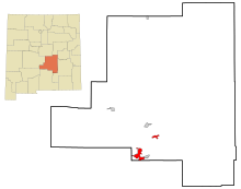 Lincoln County New Mexico Eingemeindete und nicht eingetragene Gebiete Ruidoso Highlighted.svg