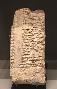 Tablette comprenant la liste des noms d'années de Hammurabi. Musée du Louvre.