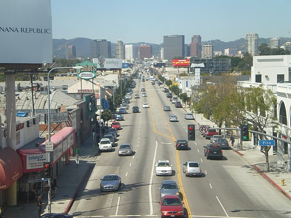 Image: Looking Up Westwood Blvd. from Westside Pavillion