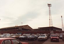 Facing the Kippax Stand in 1985 Maine Road Stadium 1985.jpg