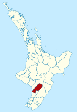 Manawatū district within the North Island