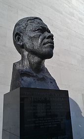 Bust of Nelson Mandela erected on London's South Bank by the Greater London Council administration of Ken Livingstone in 1985 Mandela Bust at Southbank.jpg