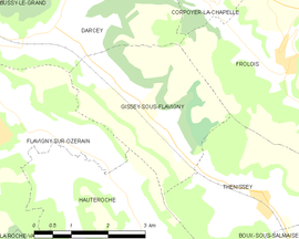 Mapa obce Gissey-sous-Flavigny