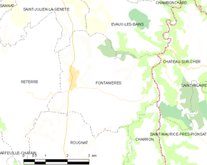 Poziția localității Fontanières