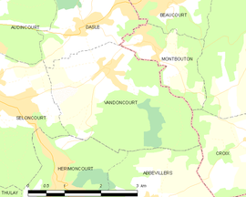 Mapa obce Vandoncourt