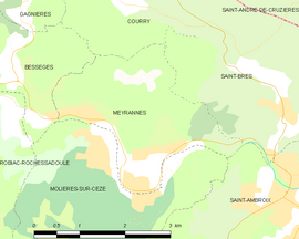 Mapa obce Meyrannes