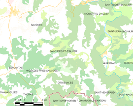 Mapa obce Saint-Préjet-d’Allier